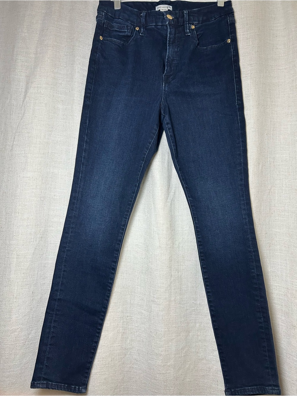 Good American Good Legs Skinny Jeans Size 12/31 Dark Blue Organic Cotton